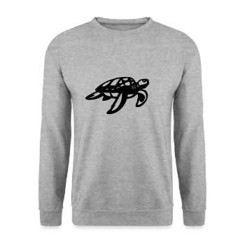 Schildkröte Schwarz - Unisex Pullover - Weißgrau meliert - Vorne - Alina (178cm) & Michal (187cm)