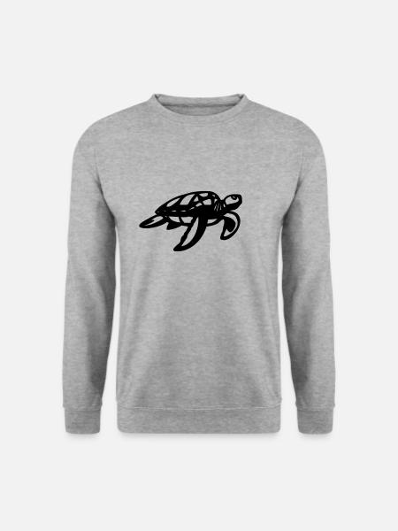Schildkröte Schwarz - Unisex Pullover - Weißgrau meliert
