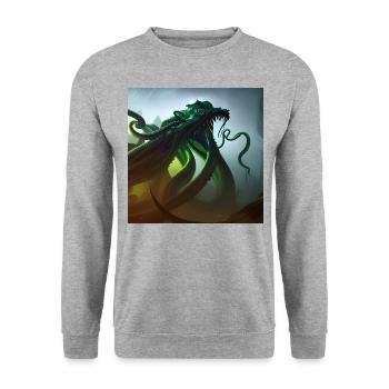 Cthulhu Big Dark mit Tentakeln - Unisex Pullover - Weißgrau meliert - Vorne - Alina (178cm) & Michal (187cm)