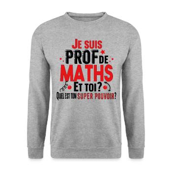 Prof Professeur Maths Métier Cadeau Collège Lycée - Sweat-shirt Unisexe - gris chiné - Devant - Alina (178cm) & Michal (187cm)