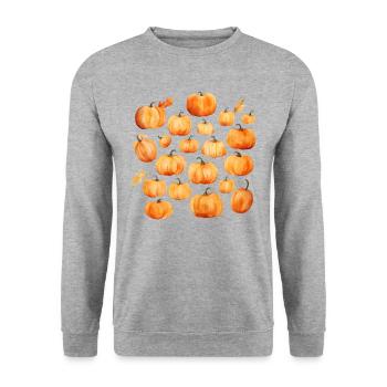 Watercolor pumpkins - Unisex Sweatshirt - salt & pepper - Front - Alina (178cm) & Michal (187cm)