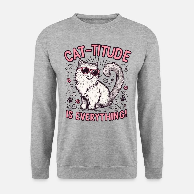 Cat Titude - Unisex Pullover - Weißgrau meliert