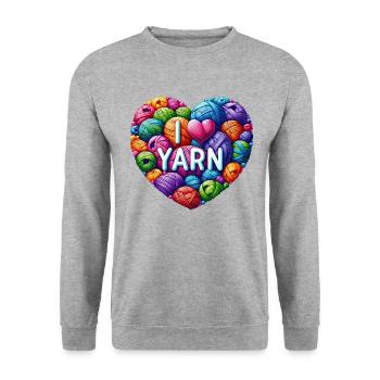 Ich liebe Garn - Unisex Pullover - Weißgrau meliert - Vorne - Alina (178cm) & Michal (187cm)