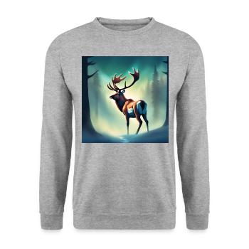 Kanadisches Waldkaribu - Unisex Pullover - Weißgrau meliert - Vorne - Alina (178cm) & Michal (187cm)