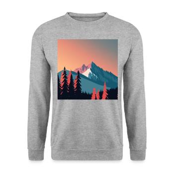 Berglandschaft - Unisex Pullover - Weißgrau meliert - Vorne - Alina (178cm) & Michal (187cm)
