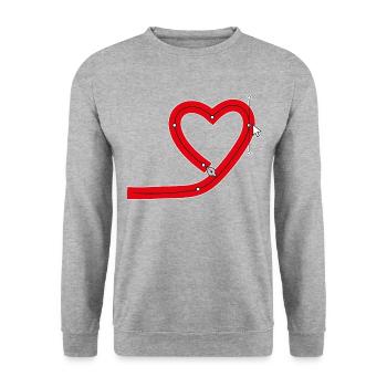 Herz Vektor Grafik Geschenk - Unisex Pullover - Weißgrau meliert - Vorne - Alina (178cm) & Michal (187cm)