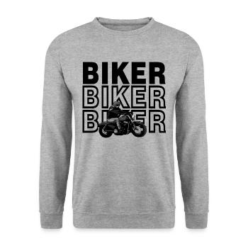 Biker (Black and White) - Sweat-shirt Unisexe - gris chiné - Devant - Alina (178cm) & Michal (187cm)