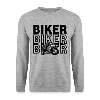 Sport Biker (Black and White) - Sweat-shirt Unisexe - gris chiné - Devant - Alina (178cm) & Michal (187cm)