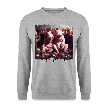 Copains Comme Cochons V4 - Sweat-shirt Unisexe - gris chiné - Devant - Alina (178cm) & Michal (187cm)