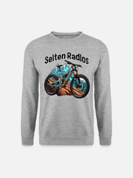 Mountainbike - Selten Radlos Fahrrad Spruch - Unisex Pullover - Weißgrau meliert
