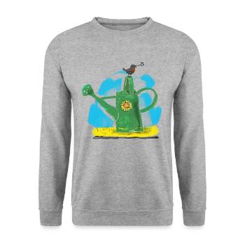 Bonheur dans le jardin - Sweat-shirt Unisexe - gris chiné - Devant - Alina (178cm) & Michal (187cm)