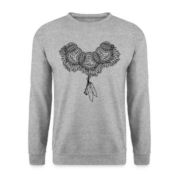 Col en plumes - Sweat-shirt Unisexe - gris chiné - Devant - Alina (178cm) & Michal (187cm)