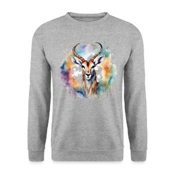 Antilope animal de puissance - Sweat-shirt Unisexe - gris chiné - Devant - Alina (178cm) & Michal (187cm)