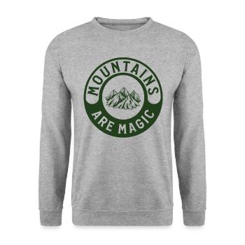 Berge sind magisch - Unisex Pullover - Weißgrau meliert - Vorne - Alina (178cm) & Michal (187cm)