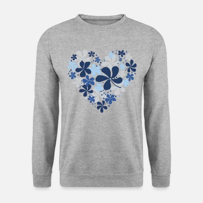 Blumen-Herz - Unisex Pullover - Weißgrau meliert