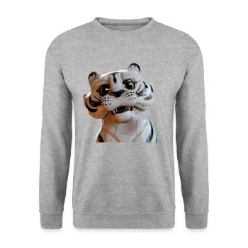 Tigre face - Sweat-shirt Unisexe - gris chiné - Devant - Alina (178cm) & Michal (187cm)
