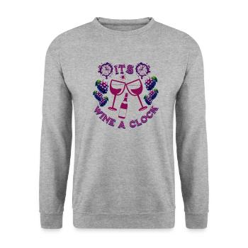 Wine 9 a clock - Unisex Pullover - Weißgrau meliert - Vorne - Alina (178cm) & Michal (187cm)