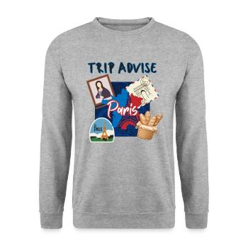 Conseil de voyage : Destination Paris - Sweat-shirt Unisexe - gris chiné - Devant - Alina (178cm) & Michal (187cm)