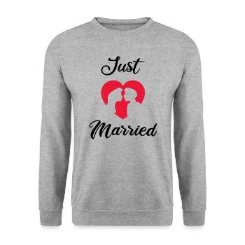 Je viens de me marier avec cœur et la tête au mariage - Sweat-shirt Unisexe - gris chiné - Devant - Alina (178cm) & Michal (187cm)