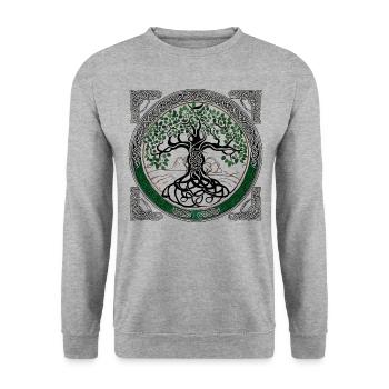 Verzauberter Keltenwald - Unisex Pullover - Weißgrau meliert - Vorne - Alina (178cm) & Michal (187cm)