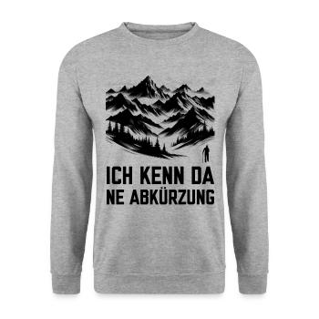 Folgt mir Ich kenn da ne Abkürzung Wandern gehen - Unisex Pullover - Weißgrau meliert - Vorne - Alina (178cm) & Michal (187cm)