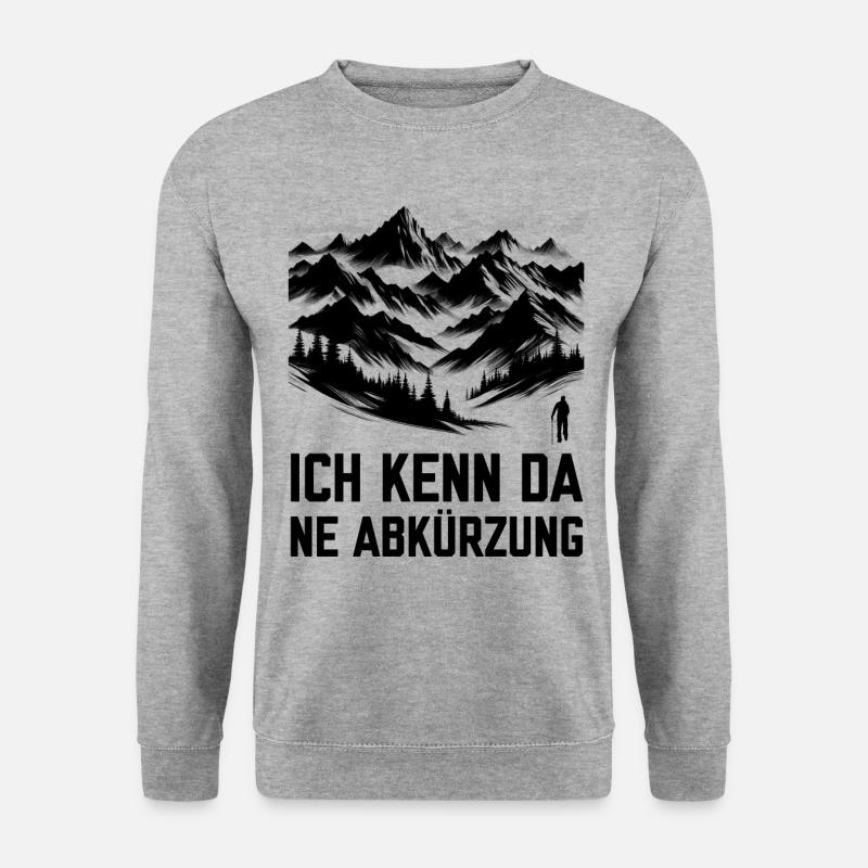 Folgt mir Ich kenn da ne Abkürzung Wandern gehen - Unisex Pullover - Weißgrau meliert