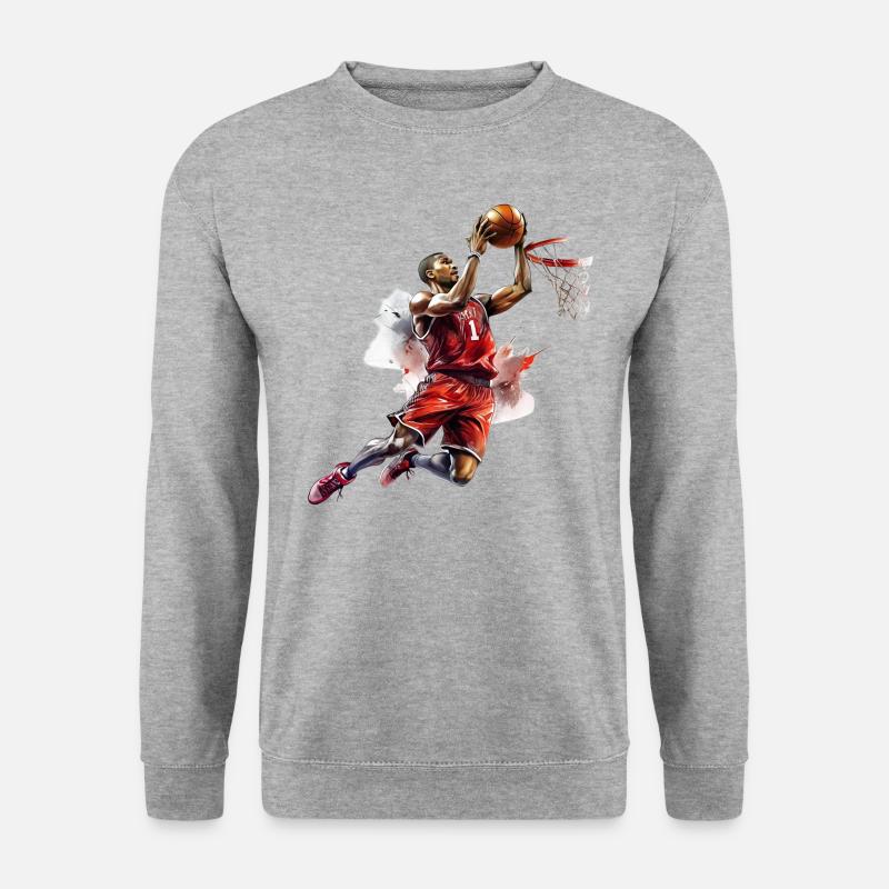 Basketballspieler zieht Korb mit Lapi - Unisex Pullover - Weißgrau meliert