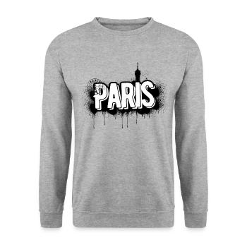 Paris Urban Logo - Unisex Pullover - Weißgrau meliert - Vorne - Alina (178cm) & Michal (187cm)