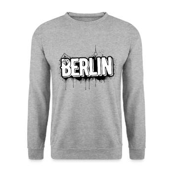 Logo Berlin - Unisex Pullover - Weißgrau meliert - Vorne - Alina (178cm) & Michal (187cm)