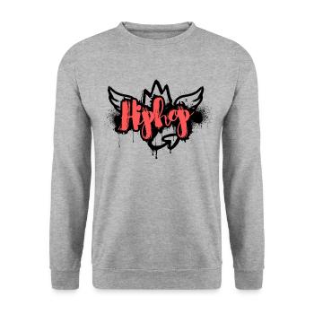 Urbanes HipHop-Logo - Unisex Pullover - Weißgrau meliert - Vorne - Alina (178cm) & Michal (187cm)