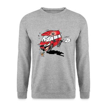 Humorvoller Van - Unisex Pullover - Weißgrau meliert - Vorne - Alina (178cm) & Michal (187cm)