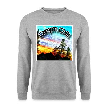 Camp'n Chill - Unisex Pullover - Weißgrau meliert - Vorne - Alina (178cm) & Michal (187cm)