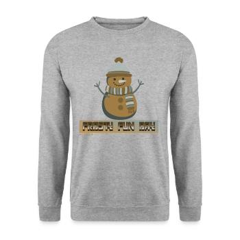 Frosty Fun Day - Snowman - Unisex Pullover - Weißgrau meliert - Vorne - Alina (178cm) & Michal (187cm)
