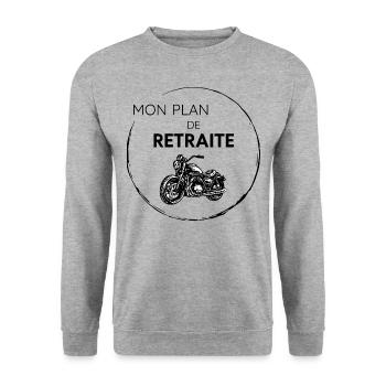 CADEAU RETRAITE MOTO / MOTARD - MOTARDE / - Sweat-shirt Unisexe - gris chiné - Devant - Alina (178cm) & Michal (187cm)