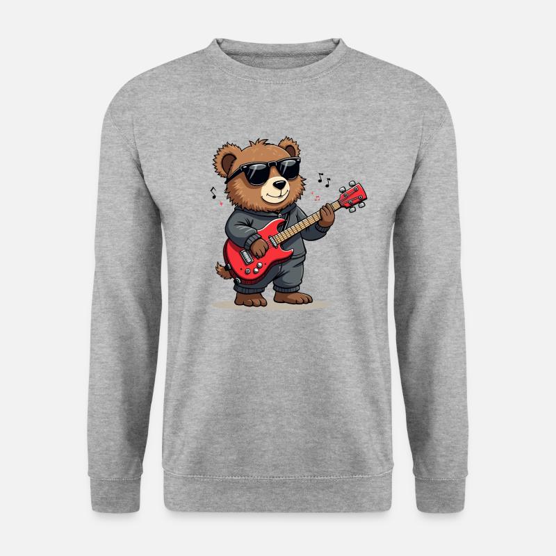 Rock‘n‘Bear: Bear Musician - Unisex Pullover - Weißgrau meliert