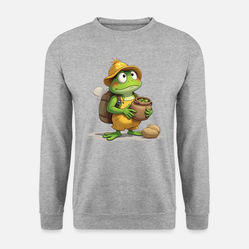 Green Jump: Frog Farmer - Unisex Pullover - Weißgrau meliert