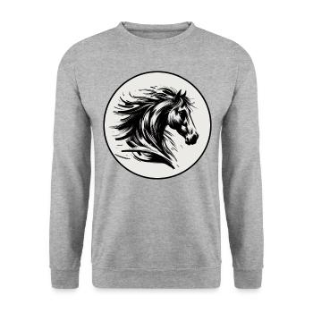 Horse head in a circle - Unisex Sweatshirt - salt & pepper - Front - Alina (178cm) & Michal (187cm)