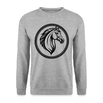 Emblème Tête de Cheval - Sweat-shirt Unisexe - gris chiné - Devant - Alina (178cm) & Michal (187cm)