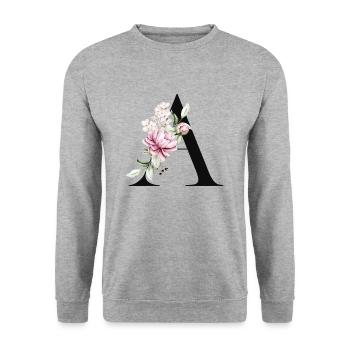 Votre lettre sur les vêtements personnalisés - Sweat-shirt Unisexe - gris chiné - Devant - Alina (178cm) & Michal (187cm)