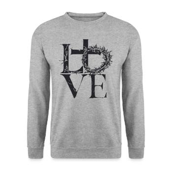 AMOUR - Sweat-shirt Unisexe - gris chiné - Devant - Alina (178cm) & Michal (187cm)