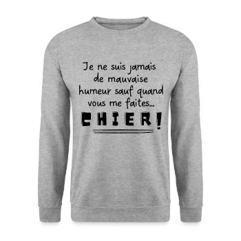 Vous me faites chier | Idée cadeau - Sweat-shirt Unisexe - gris chiné - Devant - Alina (178cm) & Michal (187cm)
