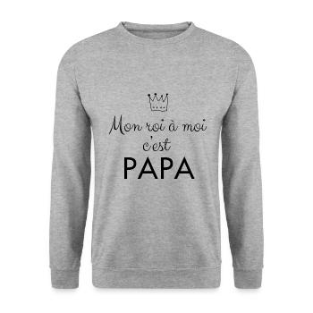 My King to me is PAPA - Unisex Sweatshirt - salt & pepper - Front - Alina (178cm) & Michal (187cm)