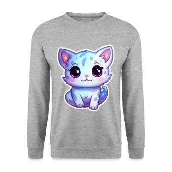"Spacebound Kitty: Adorable Cartoon in Orbit" - Unisex Sweatshirt - salt & pepper - Front - Alina (178cm) & Michal (187cm)
