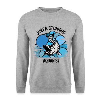 Aquarium Aquarists Fish Ornamental fish Aquaristics - Unisex Sweatshirt - salt & pepper - Front - Alina (178cm) & Michal (187cm)