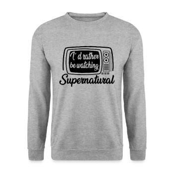 WATCHING SUPERNATURAL, GESCHENK - Unisex Pullover - Weißgrau meliert - Vorne - Alina (178cm) & Michal (187cm)