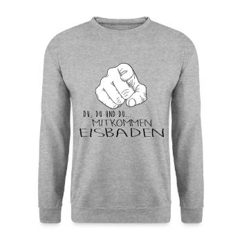 eisbader winterbader eischwimmen eisbademeister - Unisex Pullover - Weißgrau meliert - Vorne - Alina (178cm) & Michal (187cm)