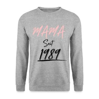 MAMA Seit 1989 - Unisex Pullover - Weißgrau meliert - Vorne - Alina (178cm) & Michal (187cm)