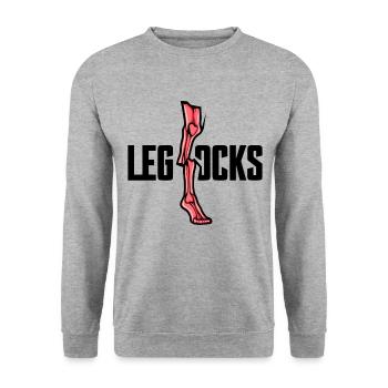 Leg Locks – Knochenhart und humorvoll - Unisex Pullover - Weißgrau meliert - Vorne - Alina (178cm) & Michal (187cm)