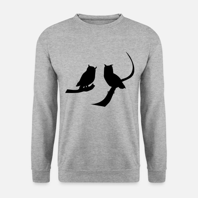 Eule Uhu Kautz - Unisex Pullover - Weißgrau meliert