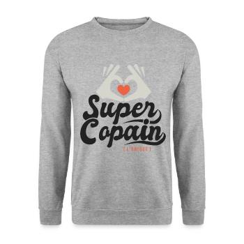 Super copain l unique cadeau copain ami - Sweat-shirt Unisexe - gris chiné - Devant - Alina (178cm) & Michal (187cm)